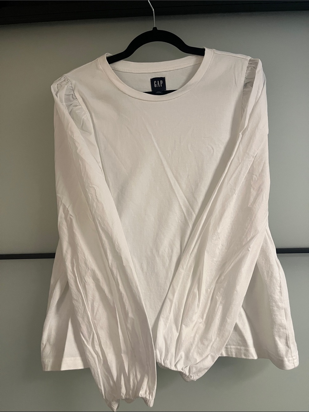 GAP White Long-Sleeve Puff Shoulder Tee